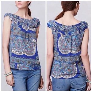 Anthro Meadow Rue Smocked Paisley Top XS